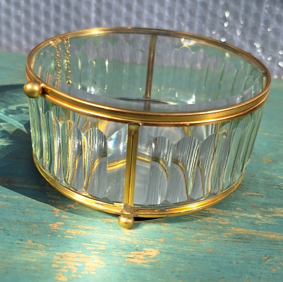 Glass Display Box Gold Metal Jewelry Box Display Case Holder Stained Glass - Picture 7 of 16